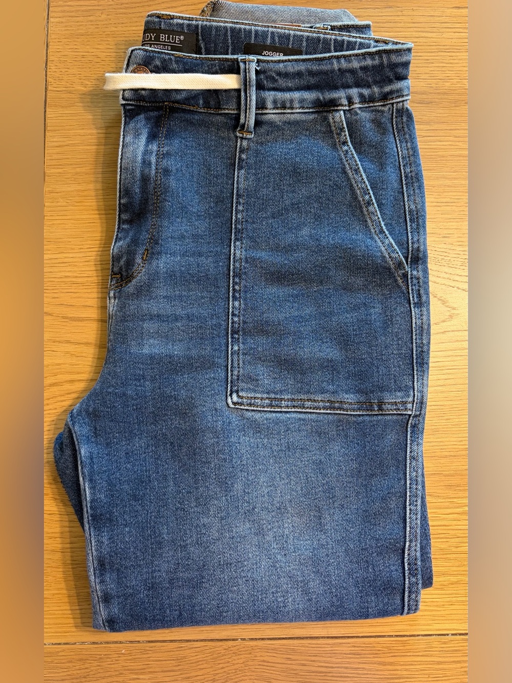 Judy Blue High Waist Payton Denim Joggers - Medium Wash Blue - Picture 4 of 7